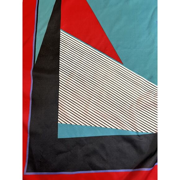 Gim Renoir 31 Square Scarf Red Blue Green Color Block Preppy Fashion Accessory - Picture 1 of 6